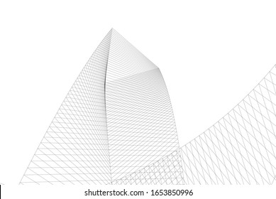 Modern architecture building 3d illustration 
