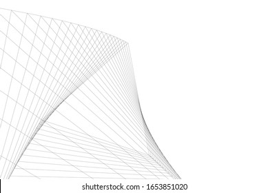 Modern architecture building 3d illustration 
