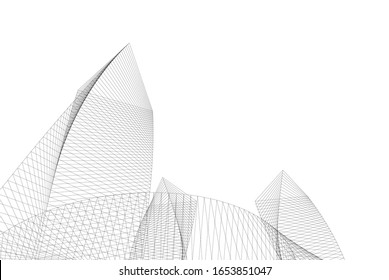 Modern architecture building 3d illustration 
