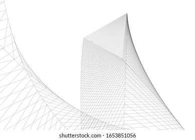 Modern architecture building 3d illustration 