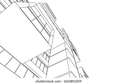 Modern architecture building 3d illustration 