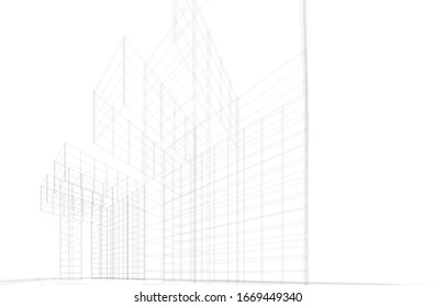 Modern architecture building 3d illustration 