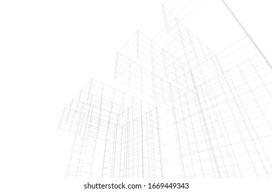Modern architecture building 3d illustration 