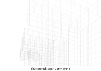 Modernes Gebäude der Architektur, 3D-Illustration 