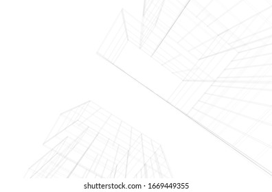 Modern architecture building 3d illustration 