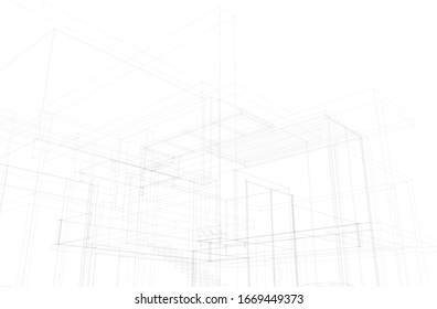 Modern architecture building 3d illustration 