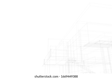 Modern architecture building 3d illustration 