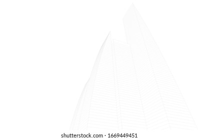 Modern architecture building 3d illustration 