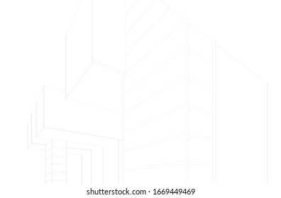 Modern architecture building 3d illustration 