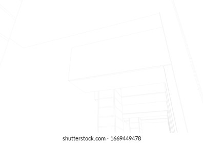 Modern architecture building 3d illustration 