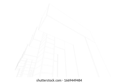 Modern architecture building 3d illustration 