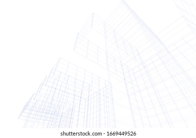 Modern architecture building 3d illustration 
