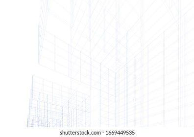 Construcción de arquitectura moderna Ilustración 3d 