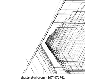 Modern architecture building 3d illustration 