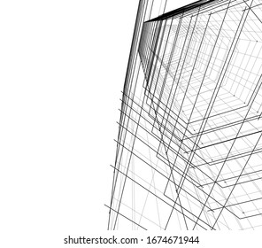 Modern architecture building 3d illustration 