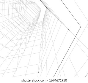 Modern architecture building 3d illustration 