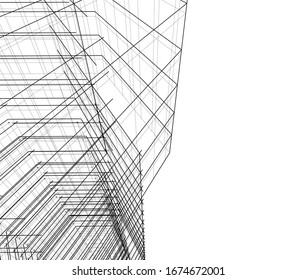 Construcción de arquitectura moderna Ilustración 3d 