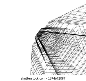 Modern architecture building 3d illustration 