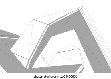 Modern architecture building 3d illustration 