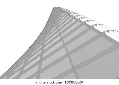 Modern architecture building 3d illustration 