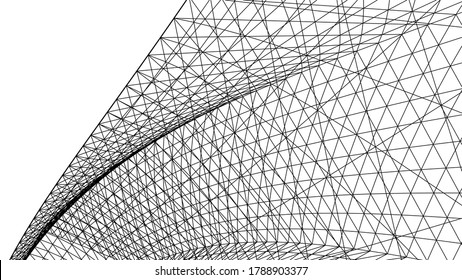 Modern architecture building 3d illustration