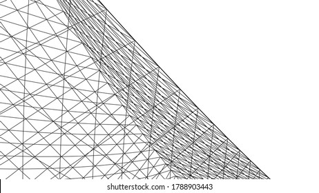 Modern architecture building 3d illustration