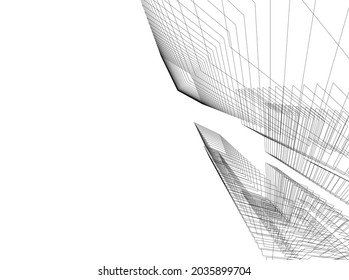 construcción de arquitectura moderna Ilustración 3d