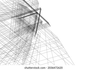 modern architecture building 3d illustration
