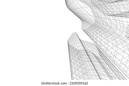 Modern architecture building 3d illustration