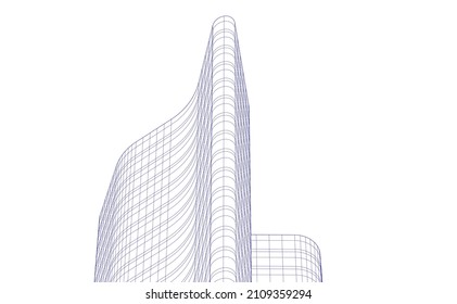 Modern architecture building 3d illustration