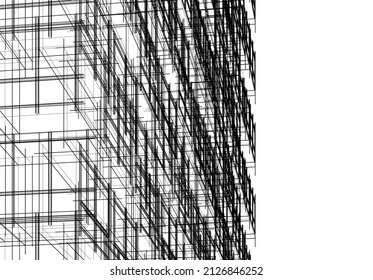 Modern architecture building 3d illustration