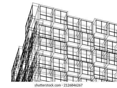 Modern architecture building 3d illustration