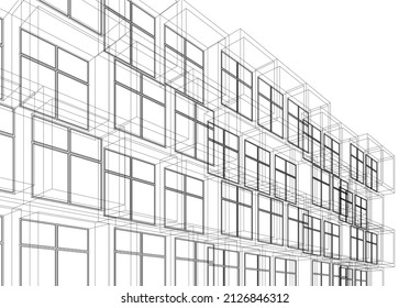 Modern architecture building 3d illustration