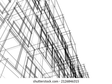 Modern architecture building 3d illustration