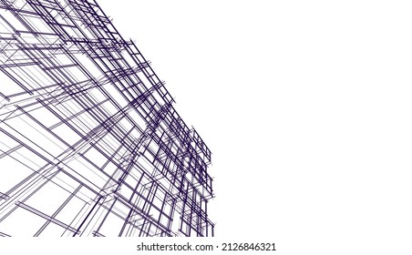 Modern architecture building 3d illustration