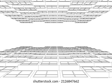 Modern architecture building 3d illustration