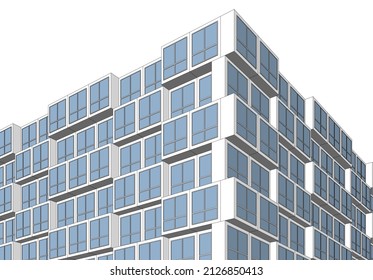 Modern architecture building 3d illustration