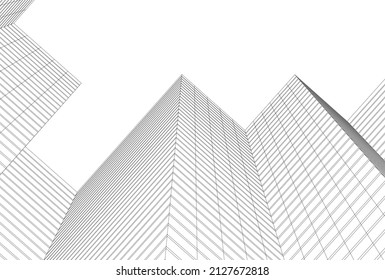 Modern architecture building 3d illustration