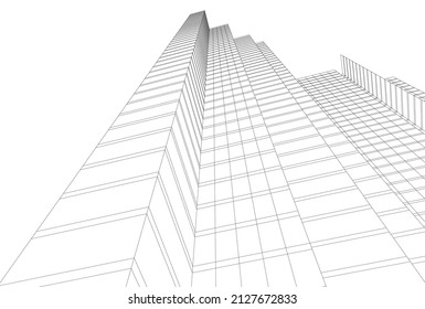 Modernes Gebäude der Architektur, 3D-Illustration