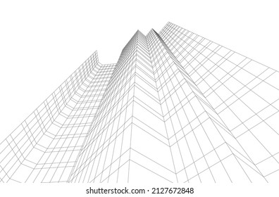 Modern architecture building 3d illustration
