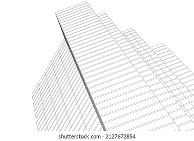 Modern architecture building 3d illustration