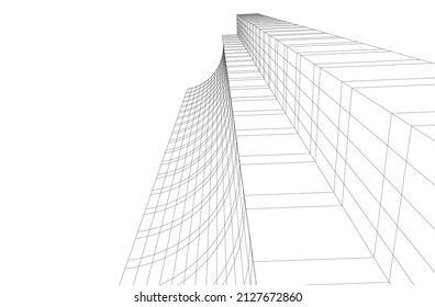 Modern architecture building 3d illustration