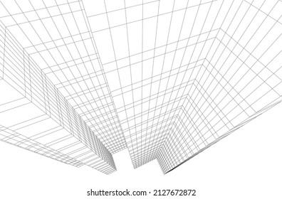Arquitectura moderna, construcción de una ilustración 3d