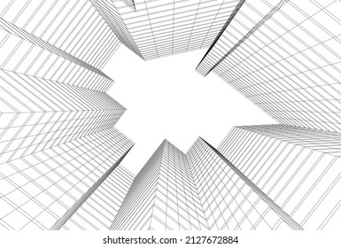 Arquitectura moderna, construcción de una ilustración 3d