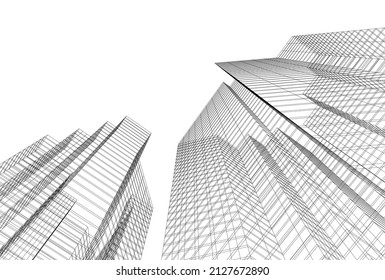 Arquitectura moderna, construcción de una ilustración 3d