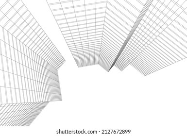 Arquitectura moderna, construcción de una ilustración 3d
