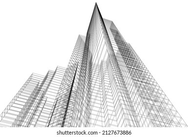 Modern architecture building 3d illustration