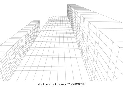 Modern architecture building 3d illustration