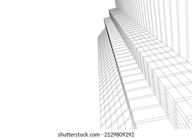 Modern architecture building 3d illustration