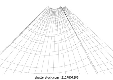 Modern architecture building 3d illustration